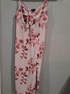 Forever 21 Pink Floral Tie-Front Midi Dress